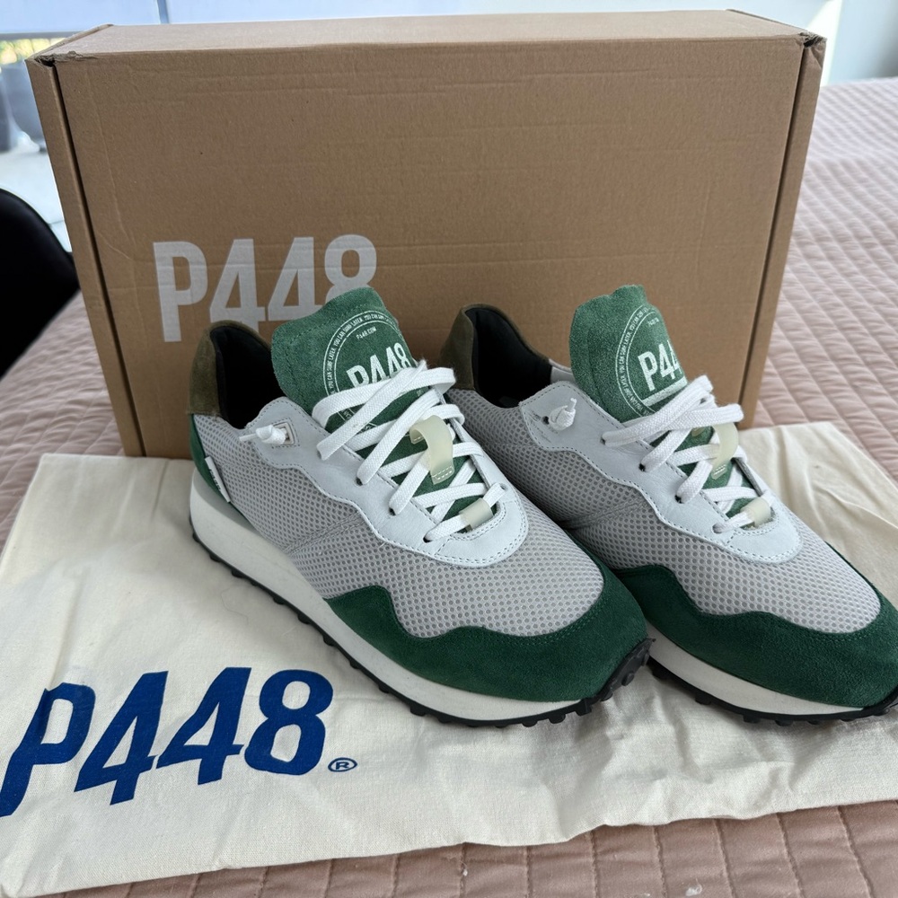 P448 Women’s Sneakers Thea in Sparrow Green and White 41/10 BNWT - Picture 1 of 8